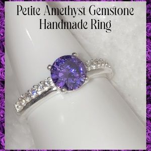 Petite Amethyst Gemstone Handmade Solitaire Ring